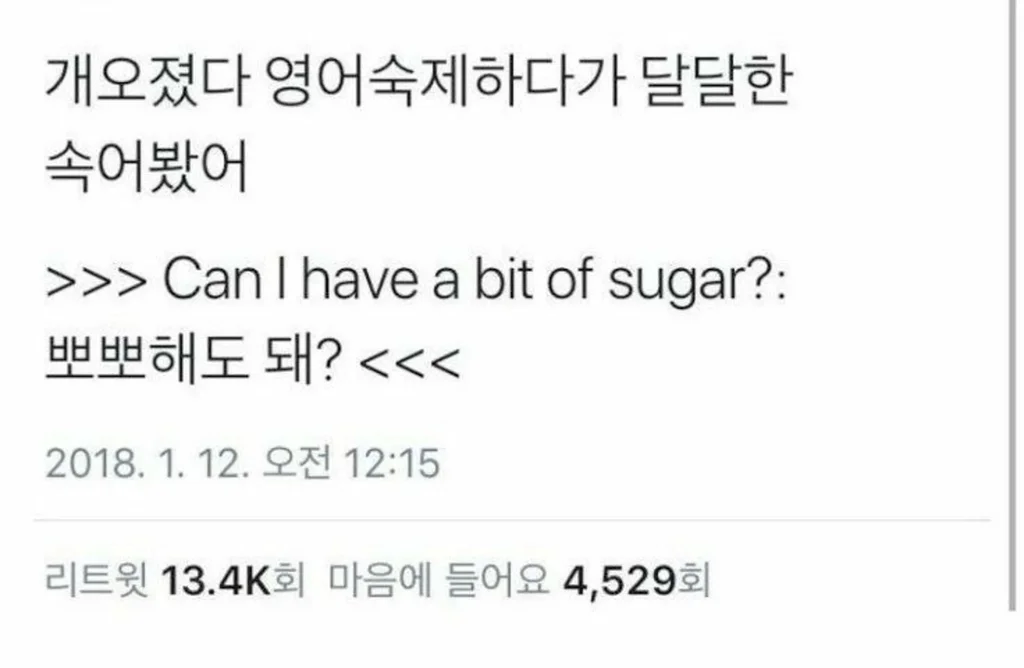Korean student finds the sweetest English idiom doing homework